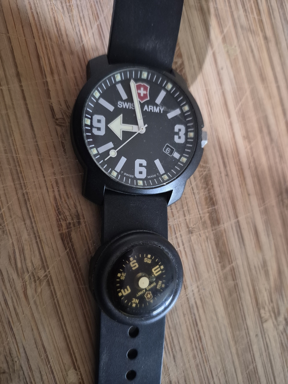 Swiss Army Black Sport Watch with Compass